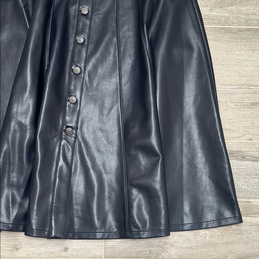 Cinq A Sept Button-Down Faux Leather Skirt - Picture 10 of 12